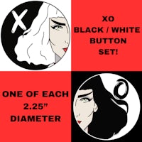 xo black and white button set