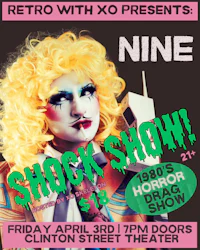 retro with xo nine shock show flyer