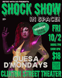 a poster for shock show in space